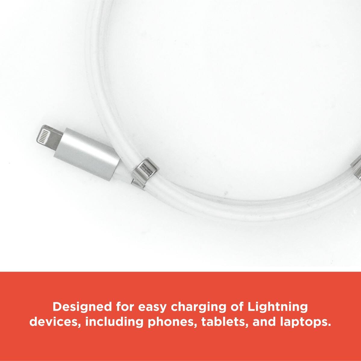 Designed for easy charging of Lightning devices, including phones, tablets, and laptops.