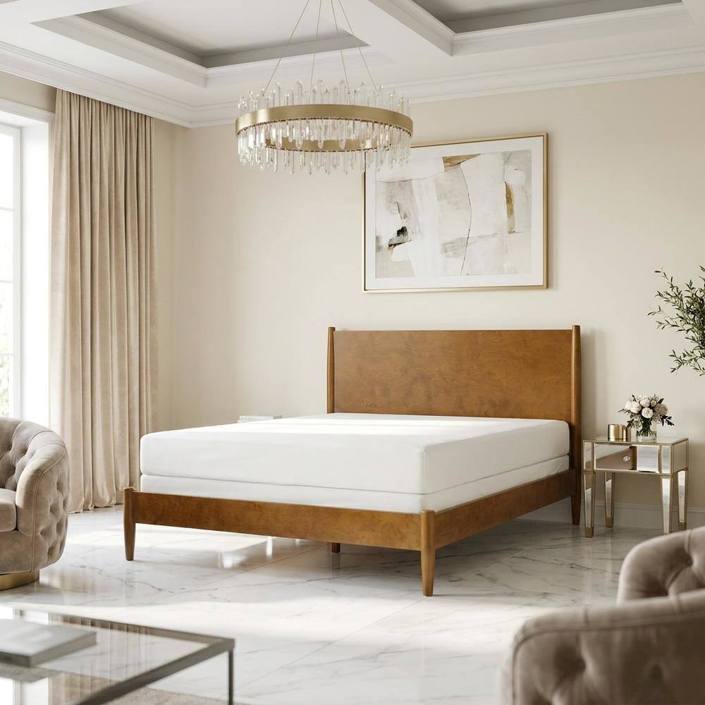 Alt View 5. FurniFact - Platform bed with acorn finish - Acorn.