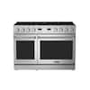 Front. Thor Kitchen - 48 in. Wide 8 Burner 7.6 Cu. Ft. Contemporary Freestanding Double Oven Gas Range - Stainless steel.