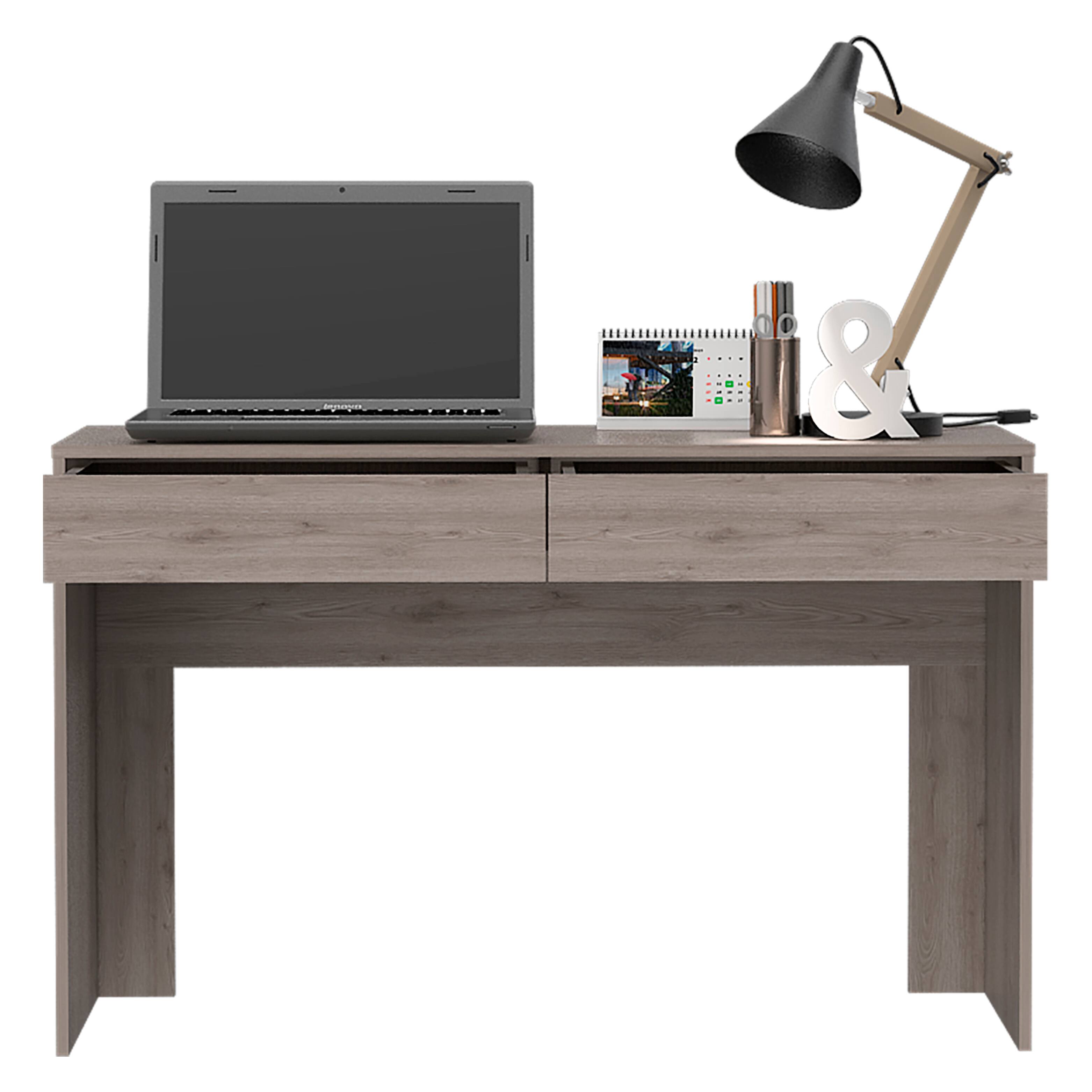 Front. Spaco - Spaco 2 Drawer Computer Desk, 47.3 Inch Spacious Writing Table, Home Office Workstation, Storage Organizer - Beige.