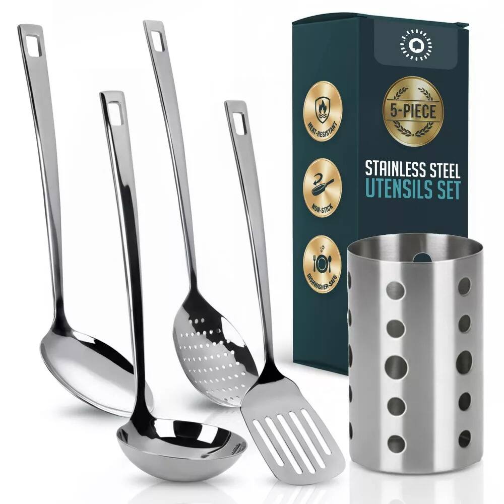 5-PIECE STAINLESS STEEL UTENSILS SET NON-STICK 101 DITIENIKSMON SAFE