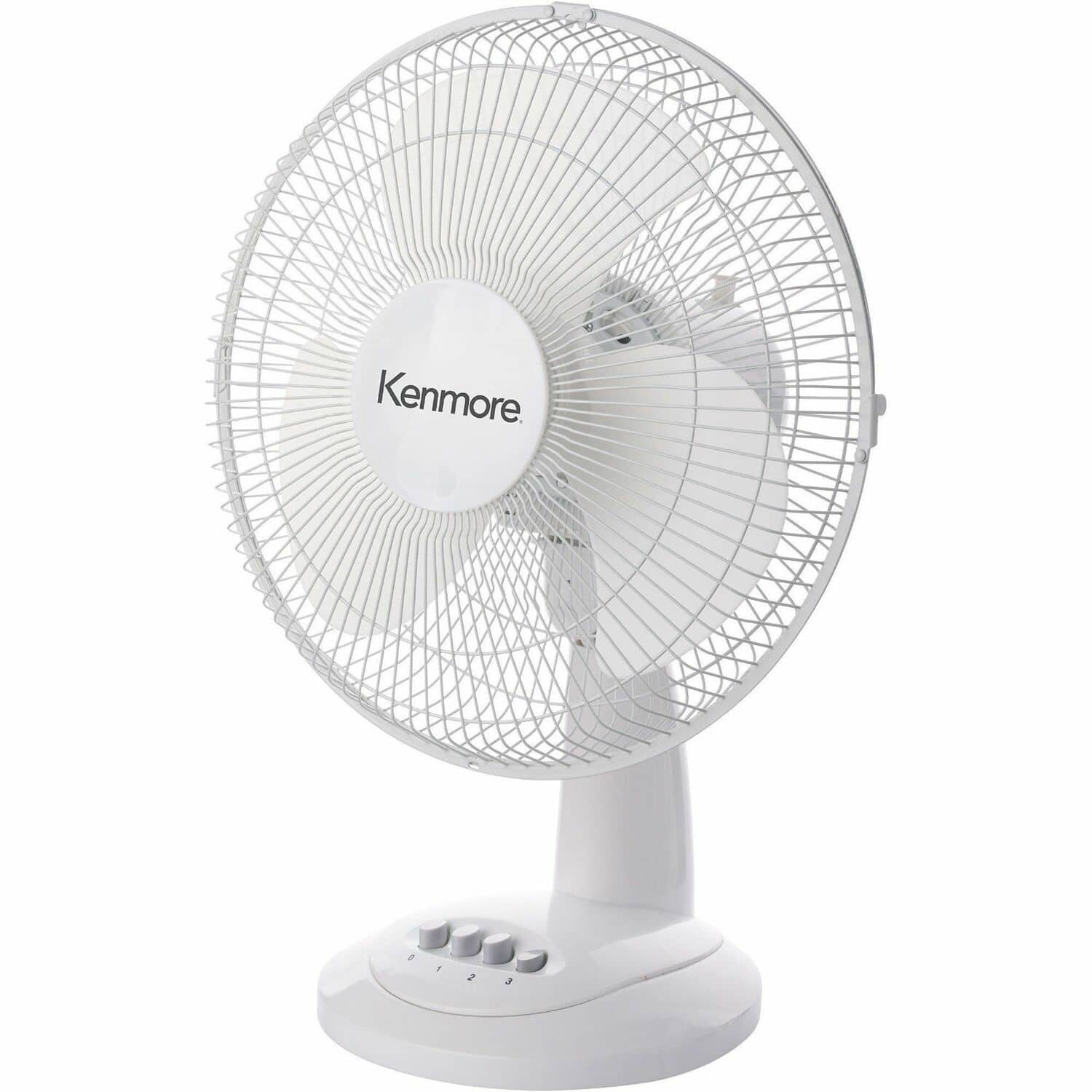 Kenmore - 12" Desk Fan 3 Speed Oscillating Air Circulation - White