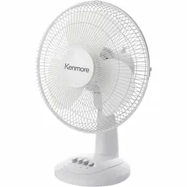Kenmore - 12" Desk Fan 3 Speed Oscillating Air Circulation - White