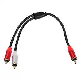 Unique Bargains - 1ft RCA Splitter Cable 1 RCA Male to 2 RCA Male Y Adapter Stereo Audio for Subwoofer Amplifier - Black