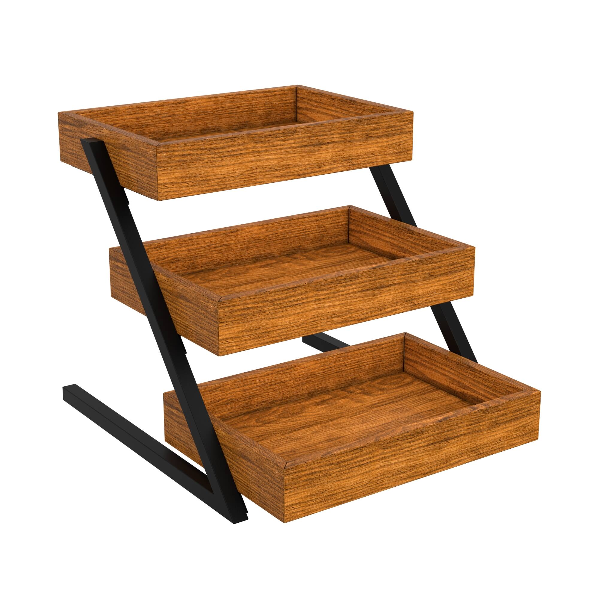 Alt View 4. Koolmore - 16.5 In. 3-Tier Wooden Staircase Display Case (KM-SDW-3ST) - Dark Wood Grain.
