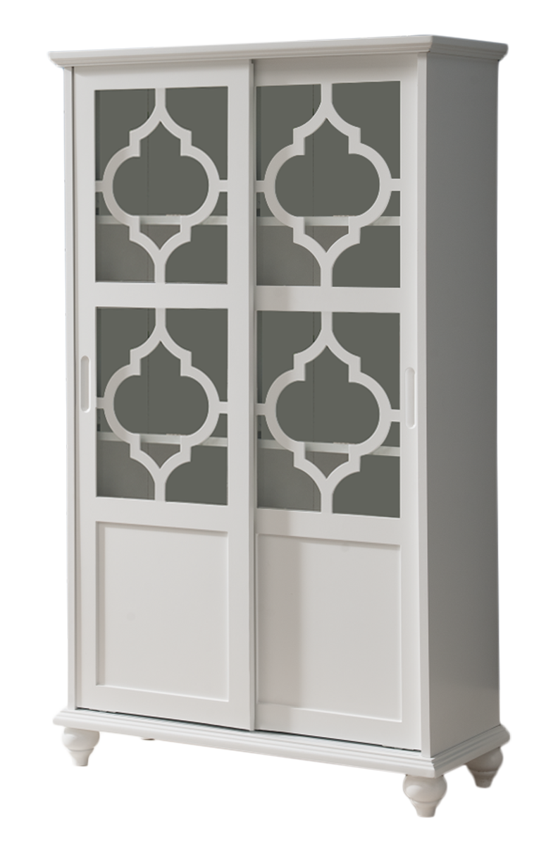 Back. Kings Brand Furniture - Kings Brand Furniture Halswelle 2-Door White Curio Bookcase Cabinet with Glass Doors - White.
