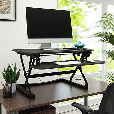 Alt View 3. Union & Scale - Union & Scale™ FlexFit™ 35" Manual Adjustable Desk Converter, Black (UN50710-CC) - Black.