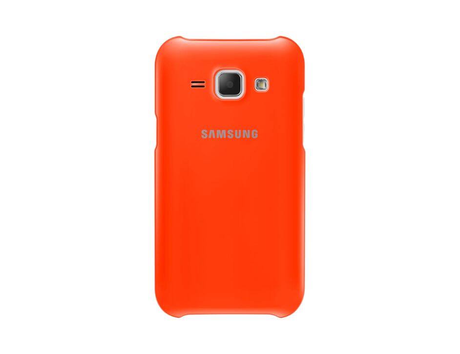Front. Samsung - Samsung Protective Cover for Galaxy J1 I Color: Orange - Orange.