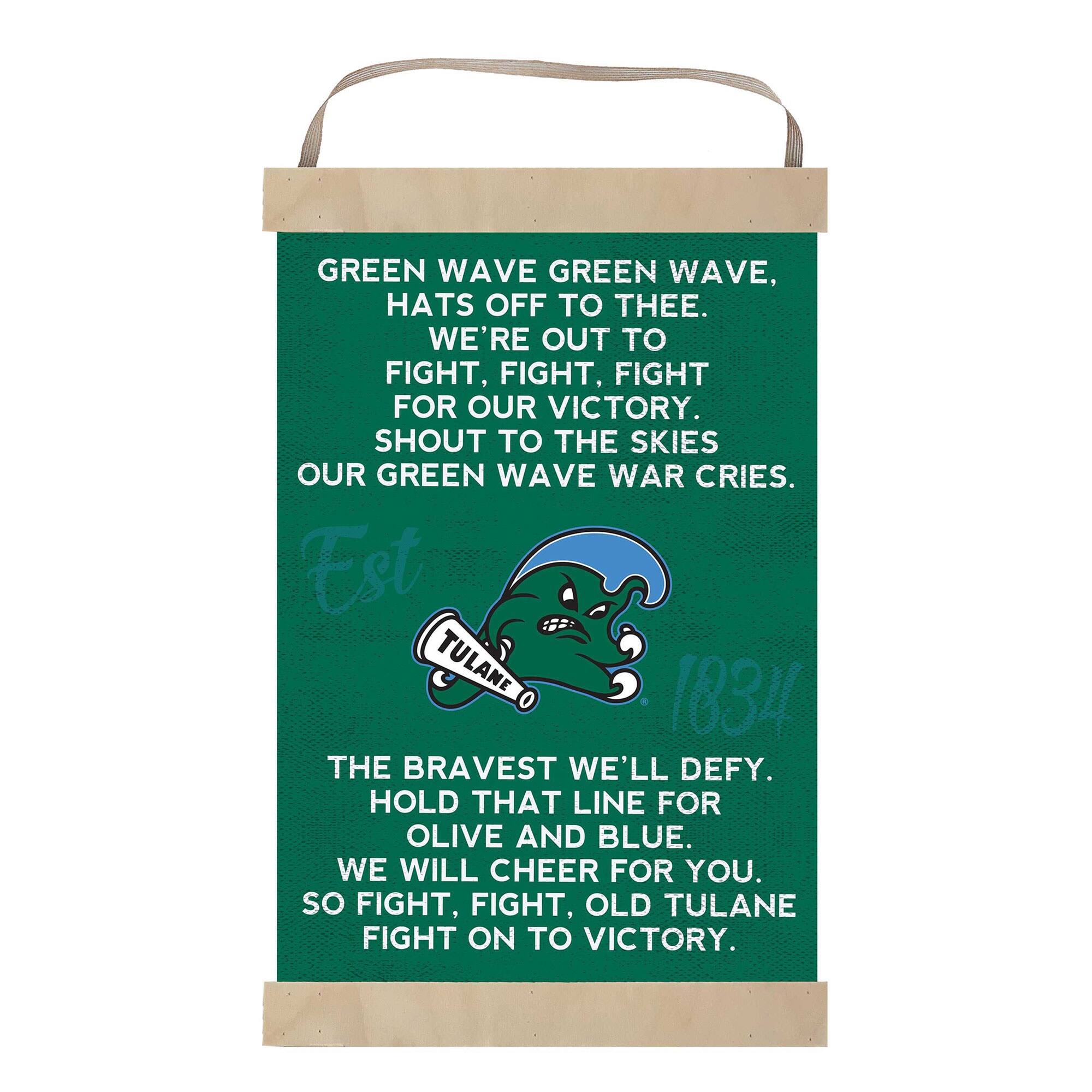 Tulane Green Wave Fight Song Banner Sign