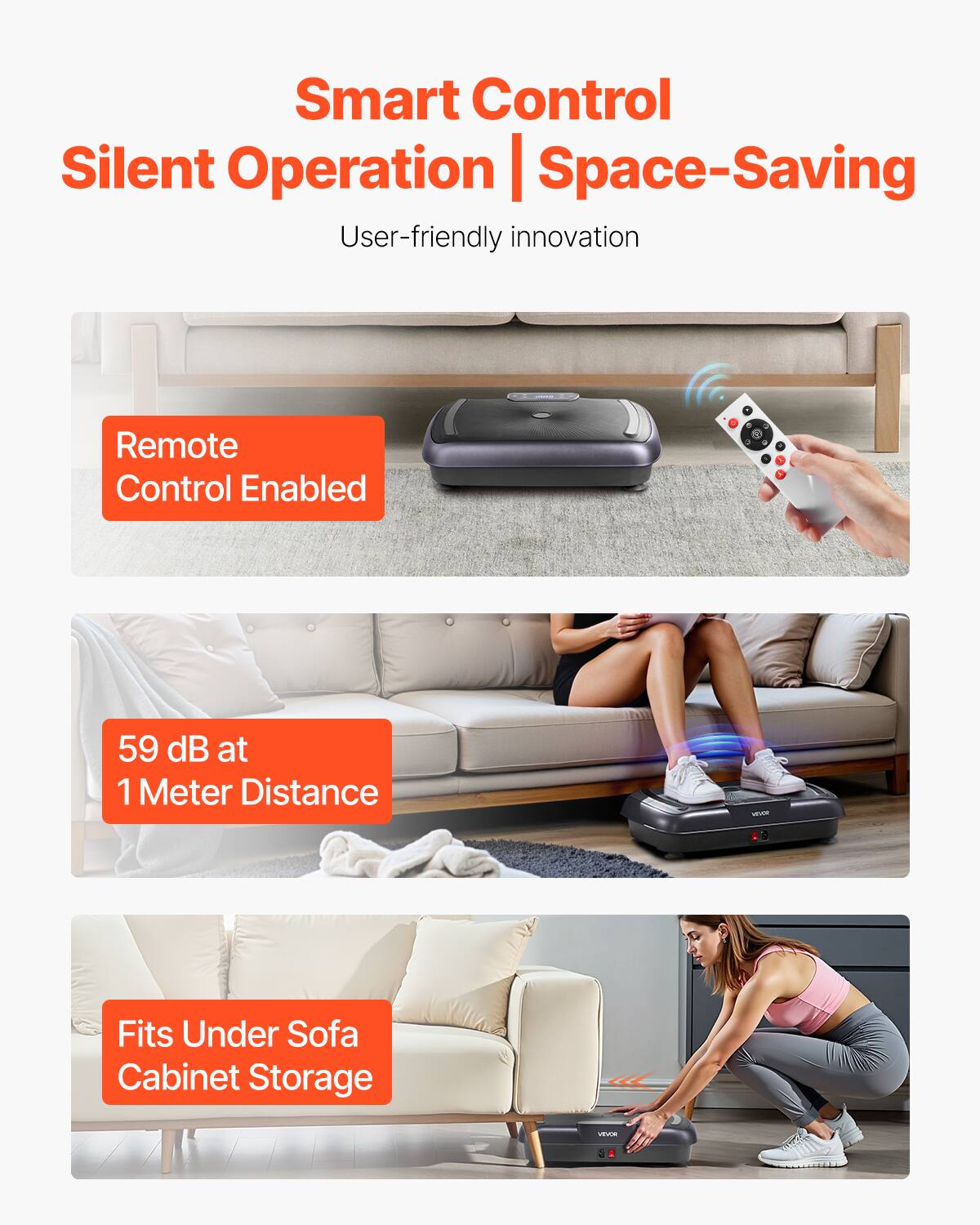 Smart Control  
Silent Operation | Space-Saving  
User-friendly innovation  

- Remote Control Enabled  
- 59 dB at 1 Meter Distance  
- Fits Under Sofa Cabinet Storage