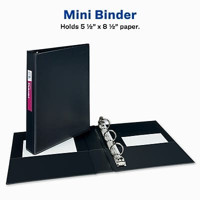 Mini Binder
Holds 5 1/2" x 8 1/2" paper.
DURABLE