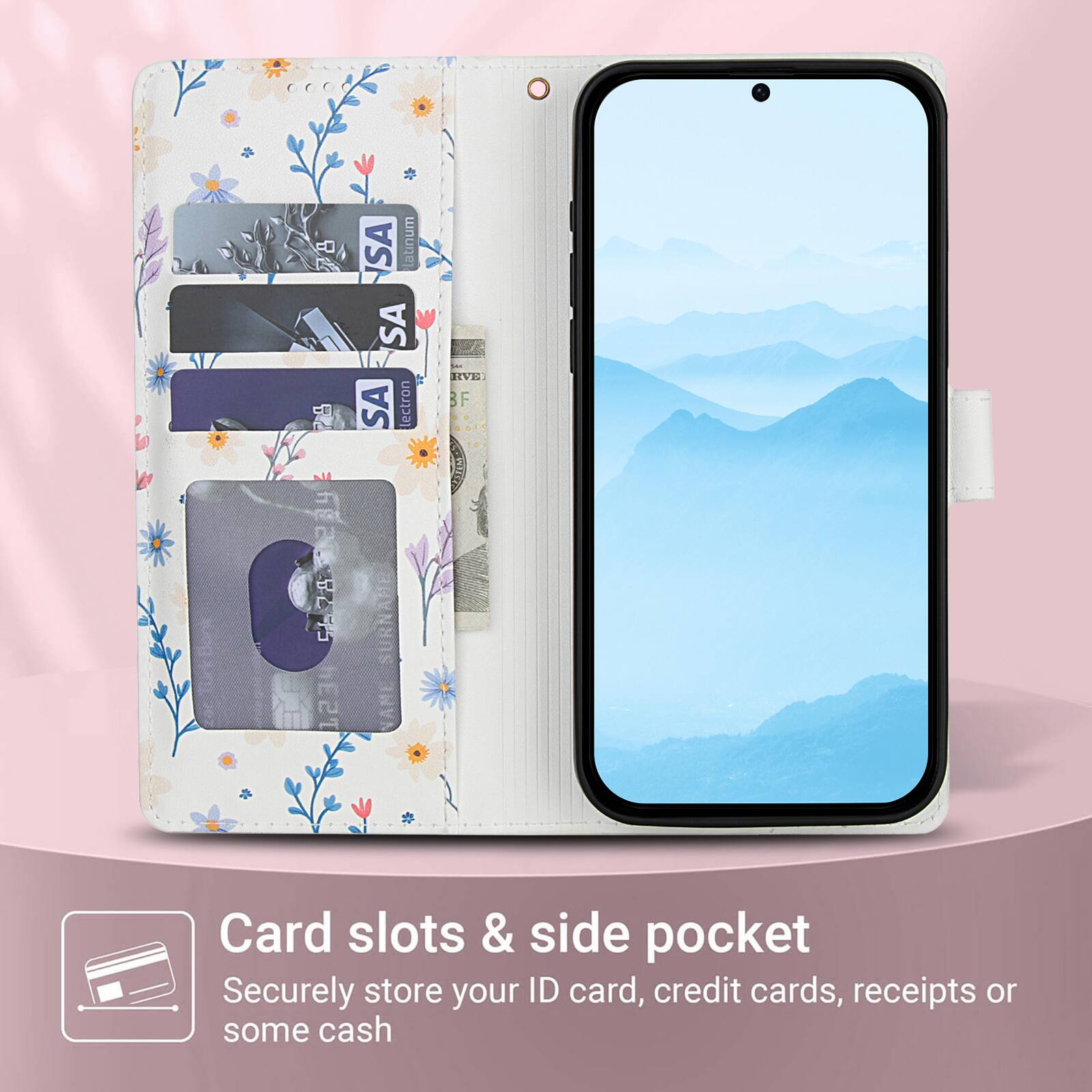 ISA latinum SA  
ISA  
ISA  
SA  
ectron BF  
hE2 G CA  
SURNAHE 1234  

Card slots & side pocket  
Securely store your ID card, credit cards, receipts or some cash