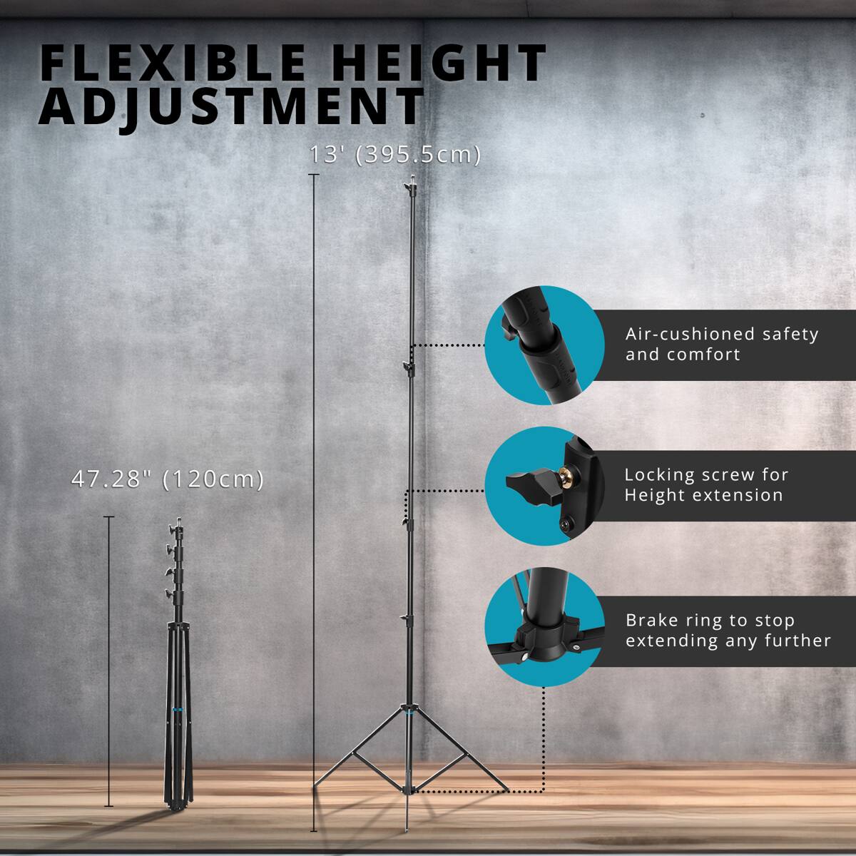 Flashpoint Pro Heavy Duty Air Cushioned Auto Light Stand (13') - Best Buy
