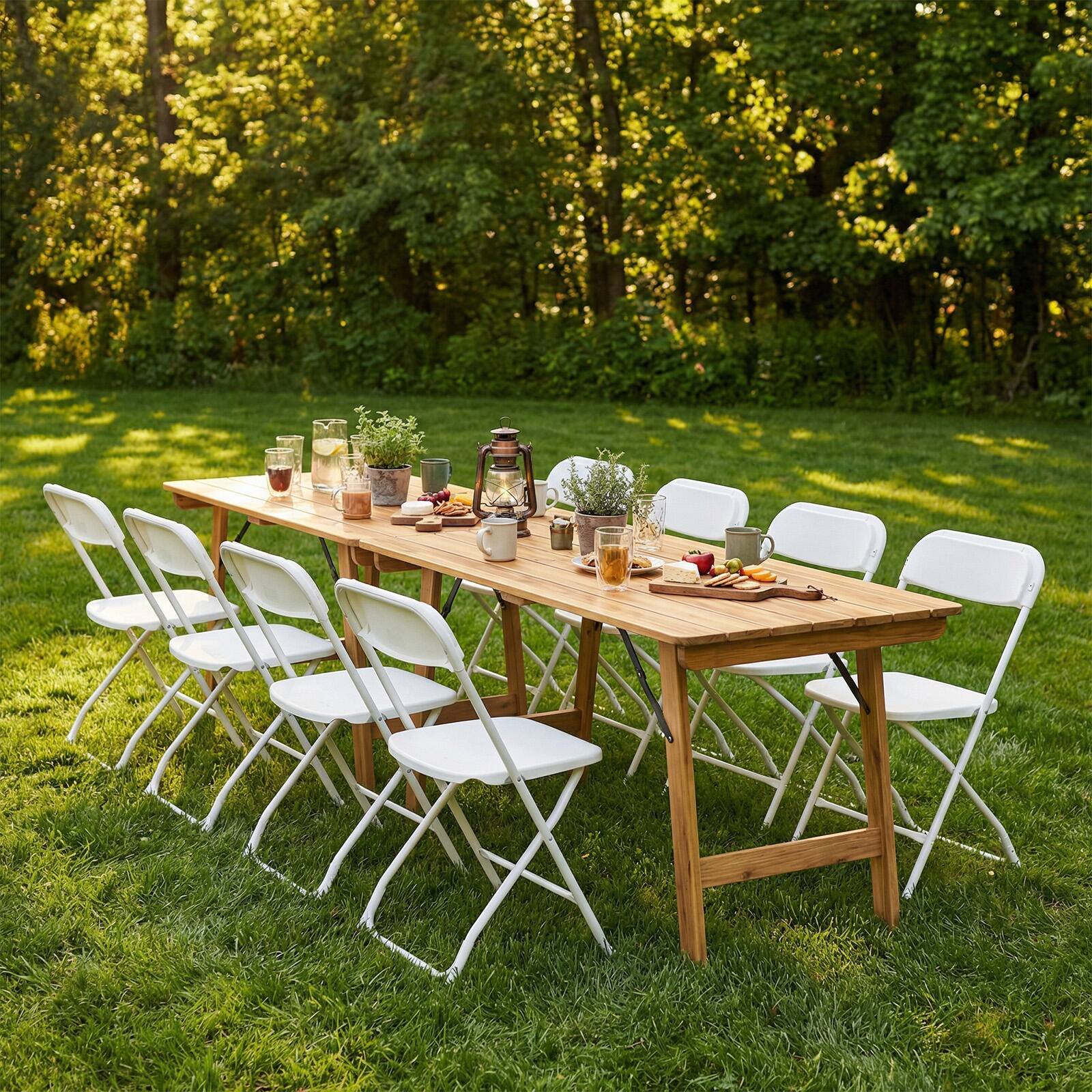 Alt View 1. Sweetcrispy - 10 Pcs White Portable Folding Chairs with Metal Frame, Stackable Chairs for Indoor/Outdoor Use - White.