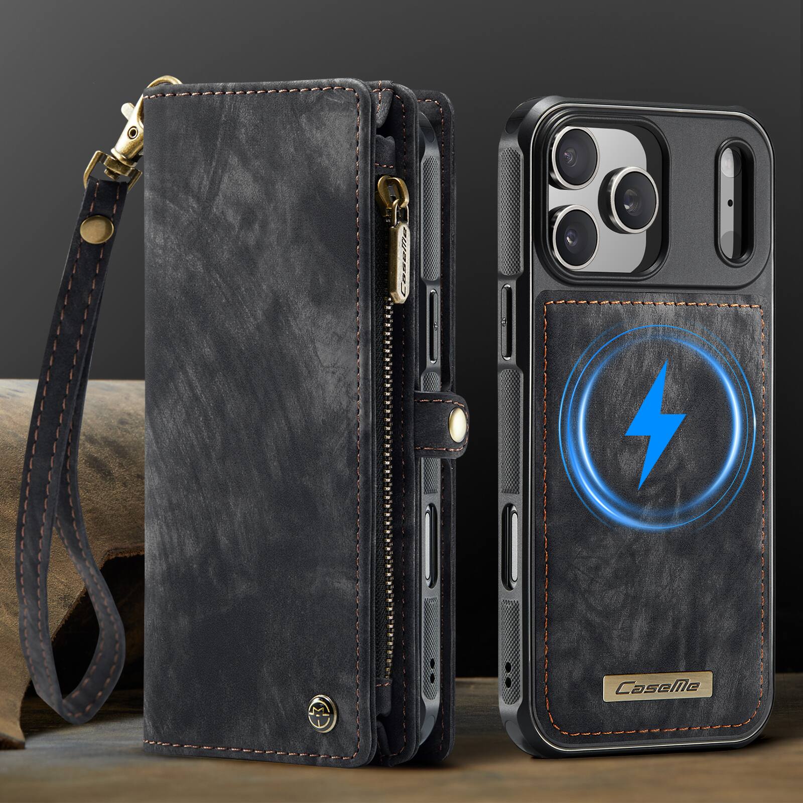 Alt View 7. UUCOVER - Detachable Magnetic Zipper Wallet Case for Apple iPhone 18 Pro Max with RFID Card Slots and Wrist Strap, Flip Kickstand - Black.