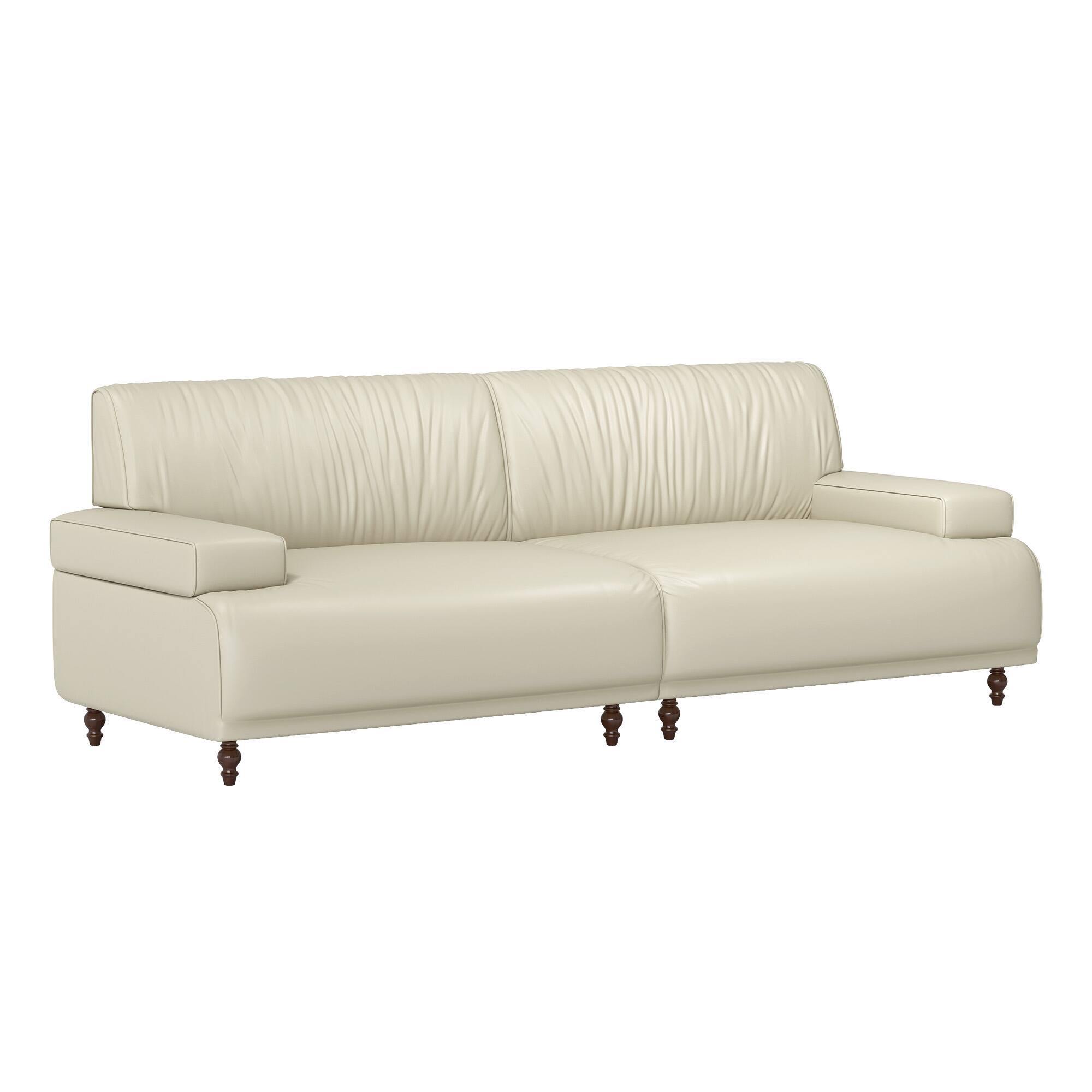 Alt View 4. luck idea - 86.4" Leather Sofa, Modern Living Room Sofa Combination - Off-white.