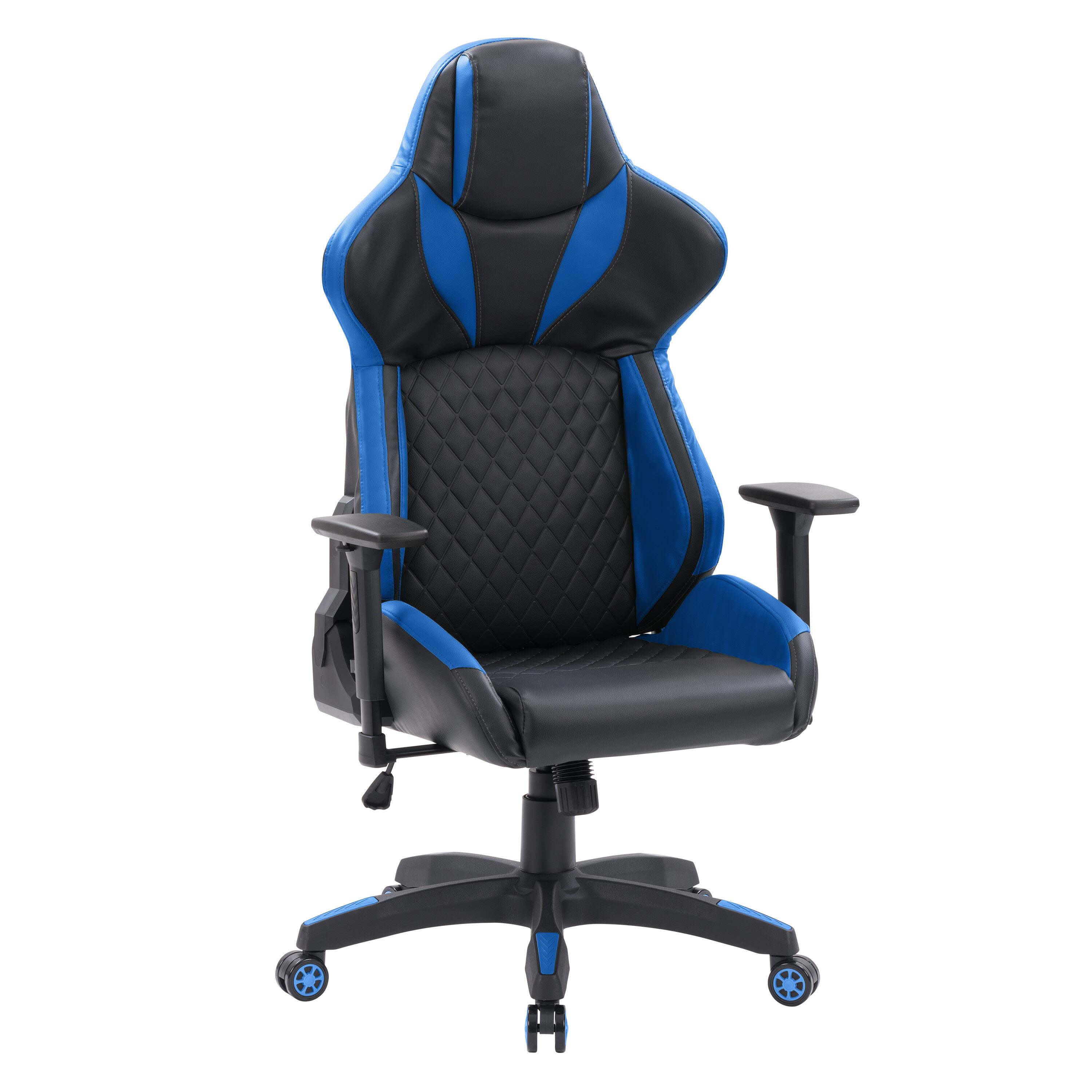 Angle. CorLiving - Nightshade Gaming Chair - Black and Blue.