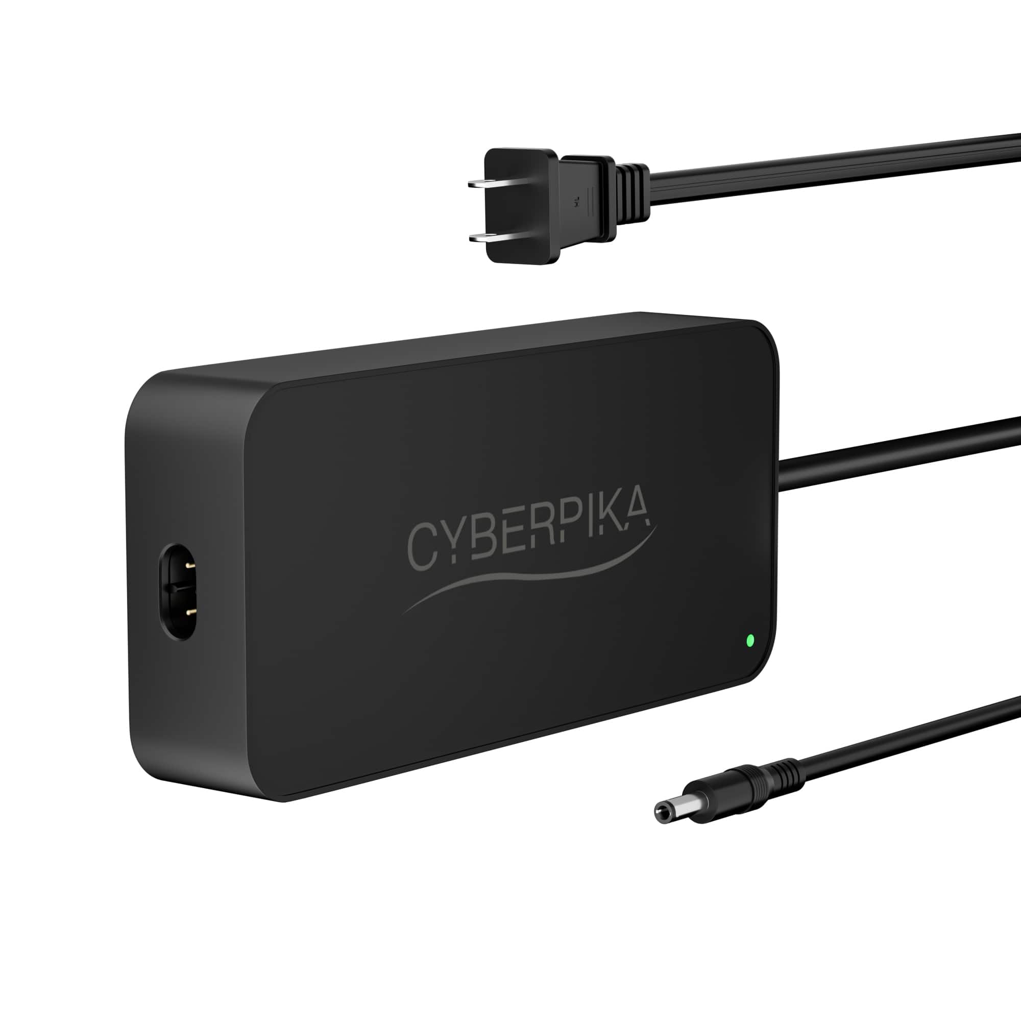 Front. Cyberpika - Portable eBike Charger – 54.6V 3A Fast Charging for 48V Lithium Batteries – Sleek, Ultra-Compact Design by MIT startup - black.