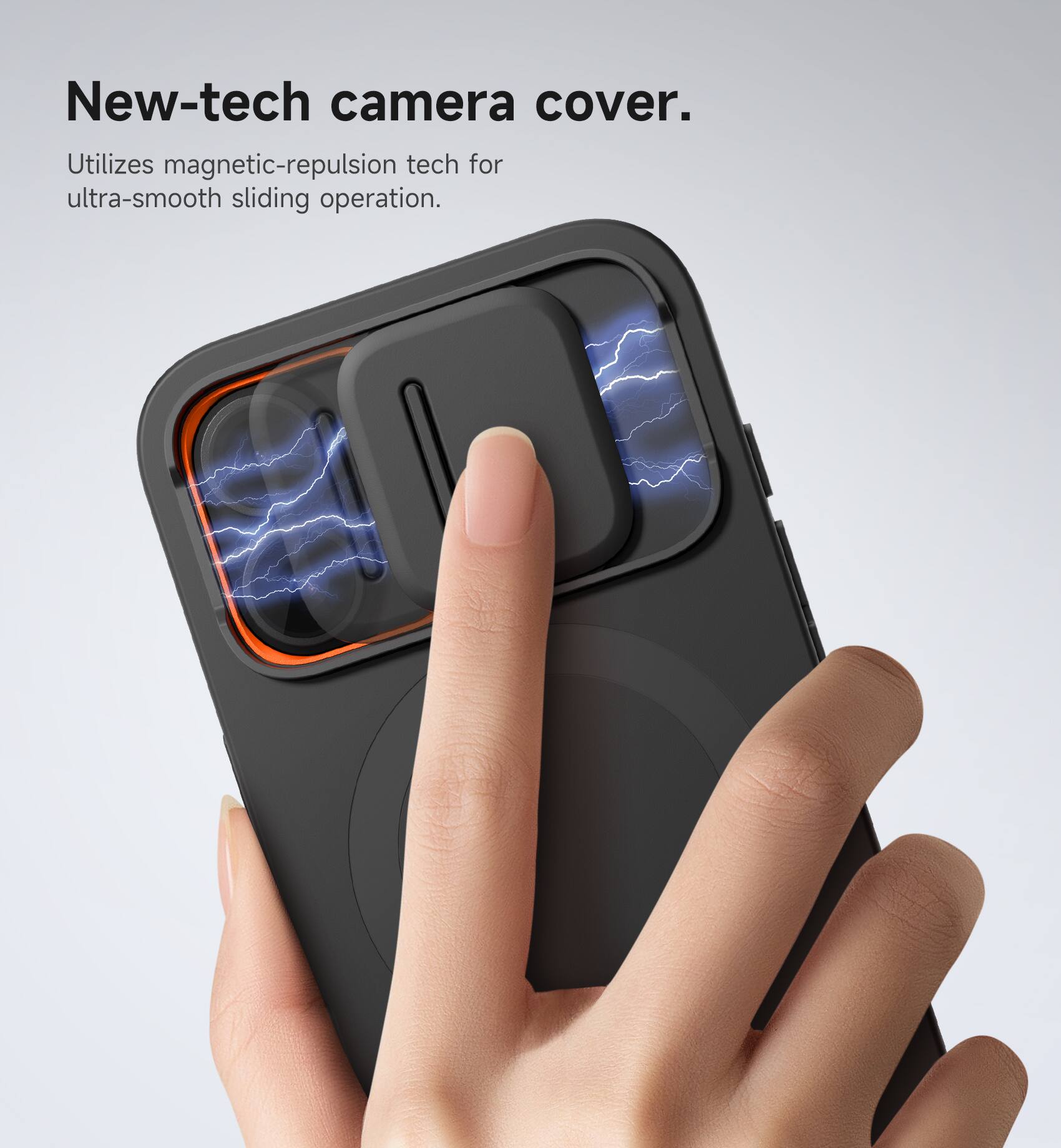 New-tech camera cover.  
Utilizes magnetic-repulsion tech for ultra-smooth sliding operation.