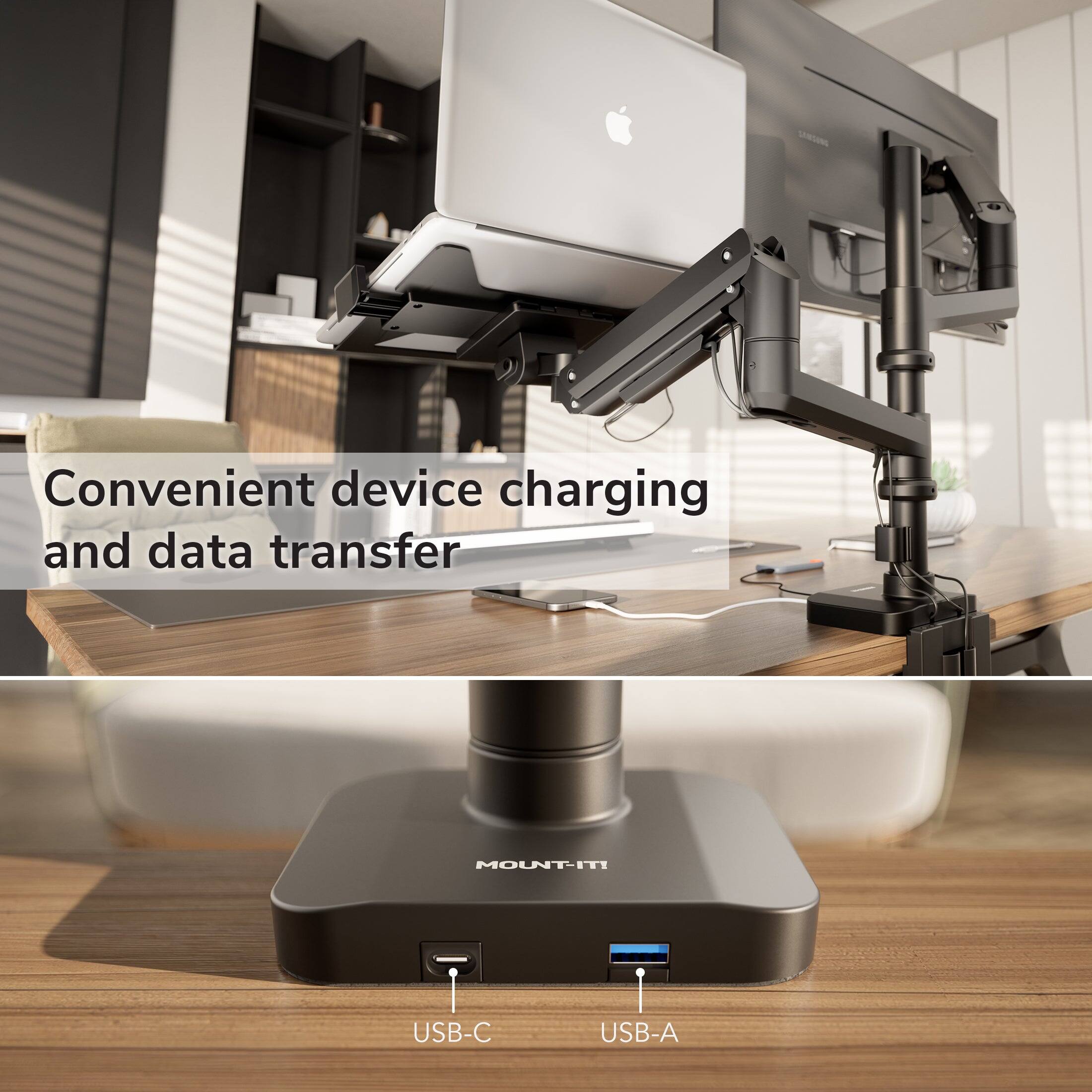 Convenient device charging and data transfer  
MOUNT-IT USB-C USB-A
