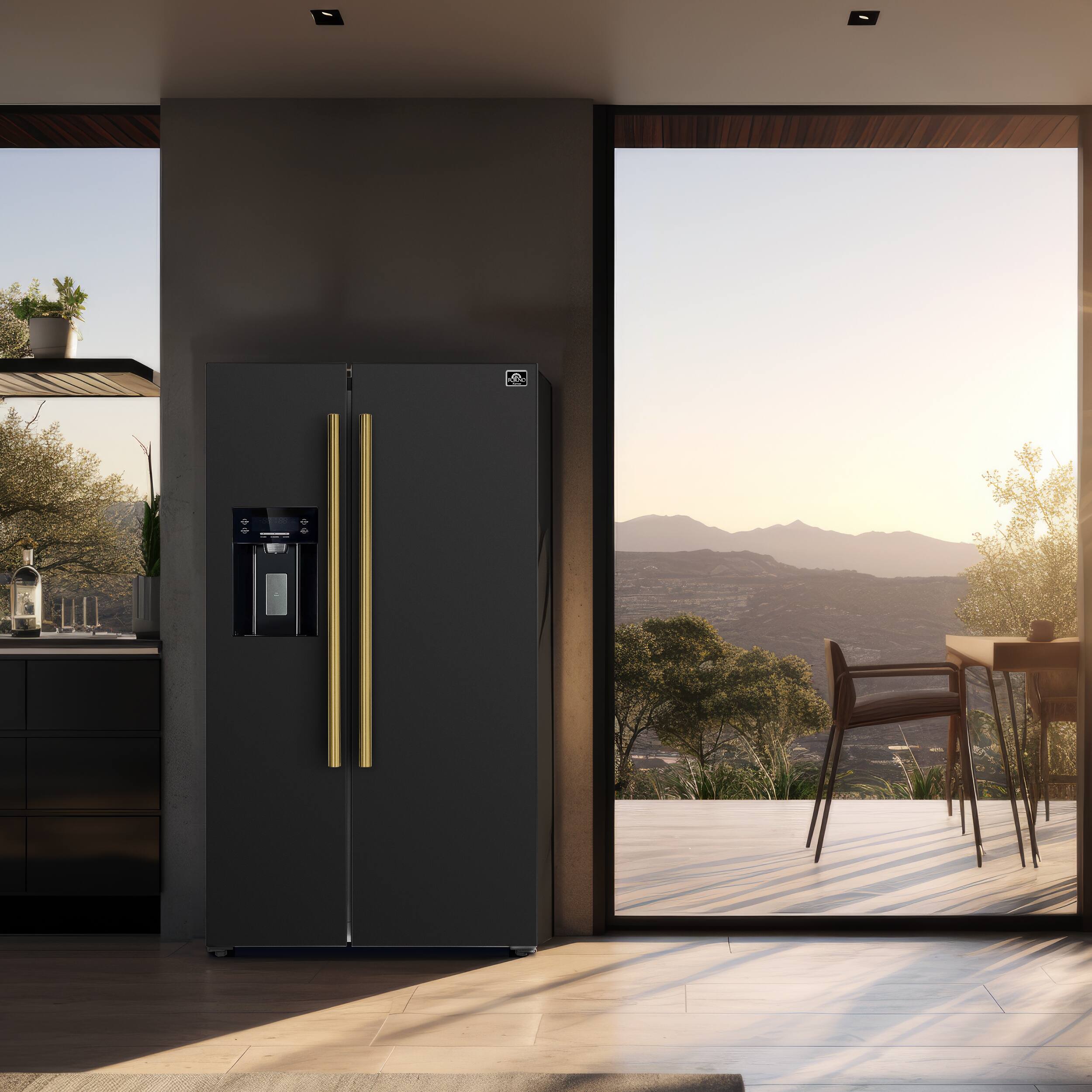 Alt View 12. Forno Appliances - Salerno 20 Cu. Ft. Side-by-Side Counter-Depth Refrigerator with Ice and Water Dispenser - Black.