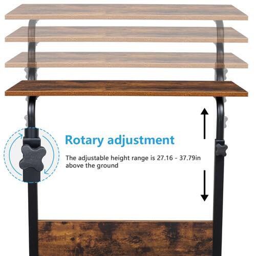 Rotary adjustment  
The adjustable height range is 27.16 - 37.79in above the ground