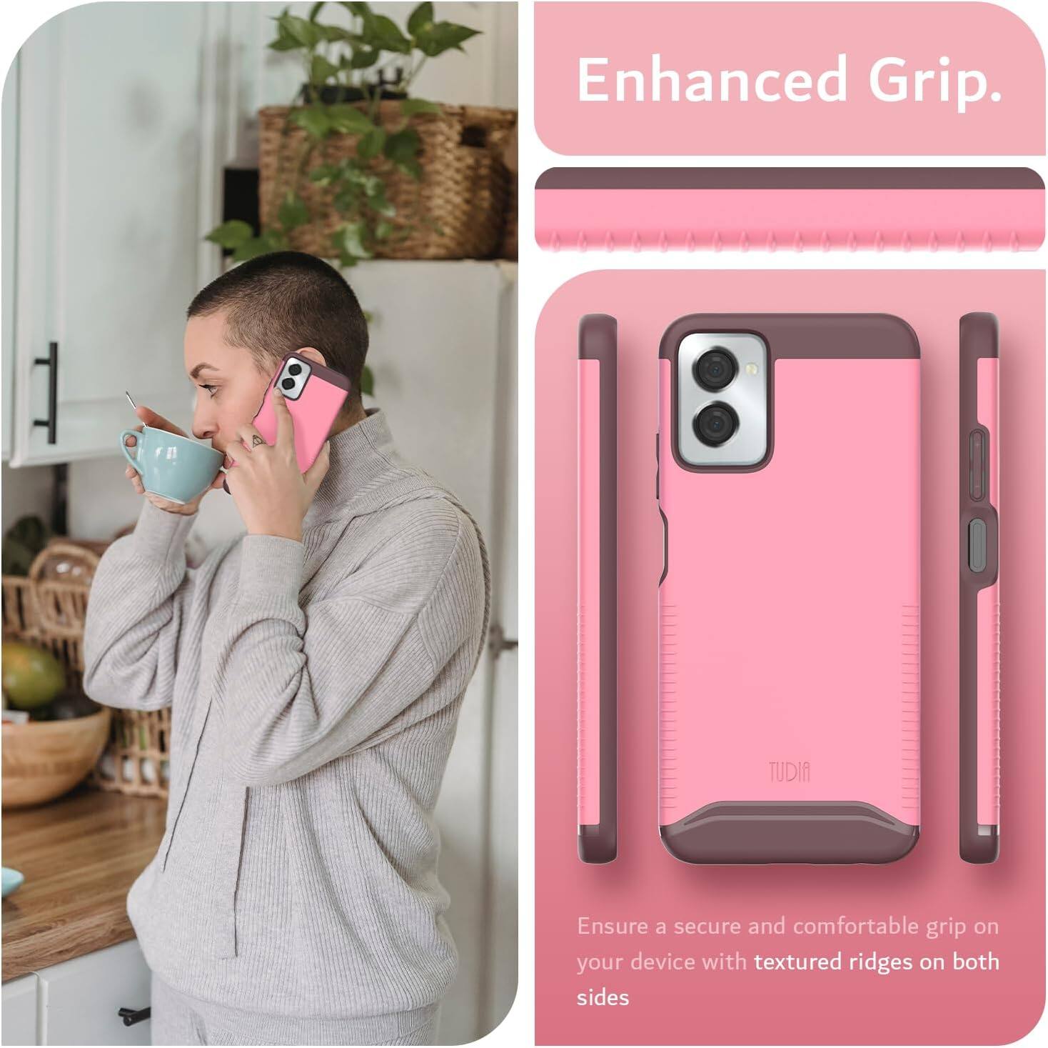 Enhanced Grip.

Ensure a secure and comfortable grip on your device with textured ridges on both sides.
