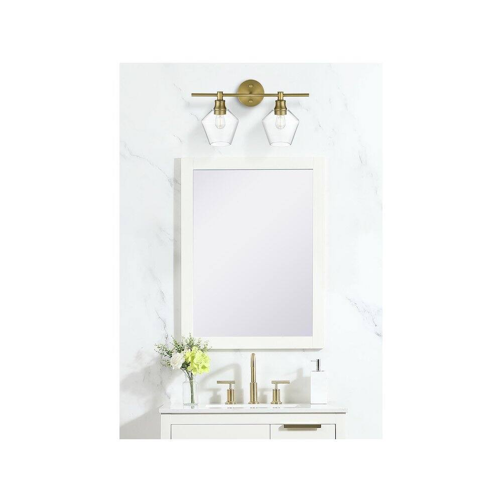 Alt View 5. Living District - Gene 2 Light Satin Gold and Clear Glass Wall Sconce - Satin Gold.