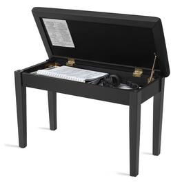 Songmics Home - Duet Piano Bench with Padded Cushion and Storage Compartment, Piano Chair Seat, 13.4 x 29.1 x 19.7 Inches - Ink Black