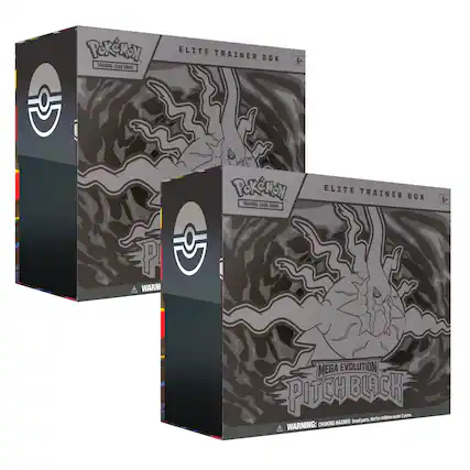 Pokémon Trading Card Game Elite Trainer Box 6+
Pokémon Trading Card Game Elite Trainer Box 6+
Mega Evolution Pitch Black
Warning: Choking Hazard Small parts. Not for children under 3 years.