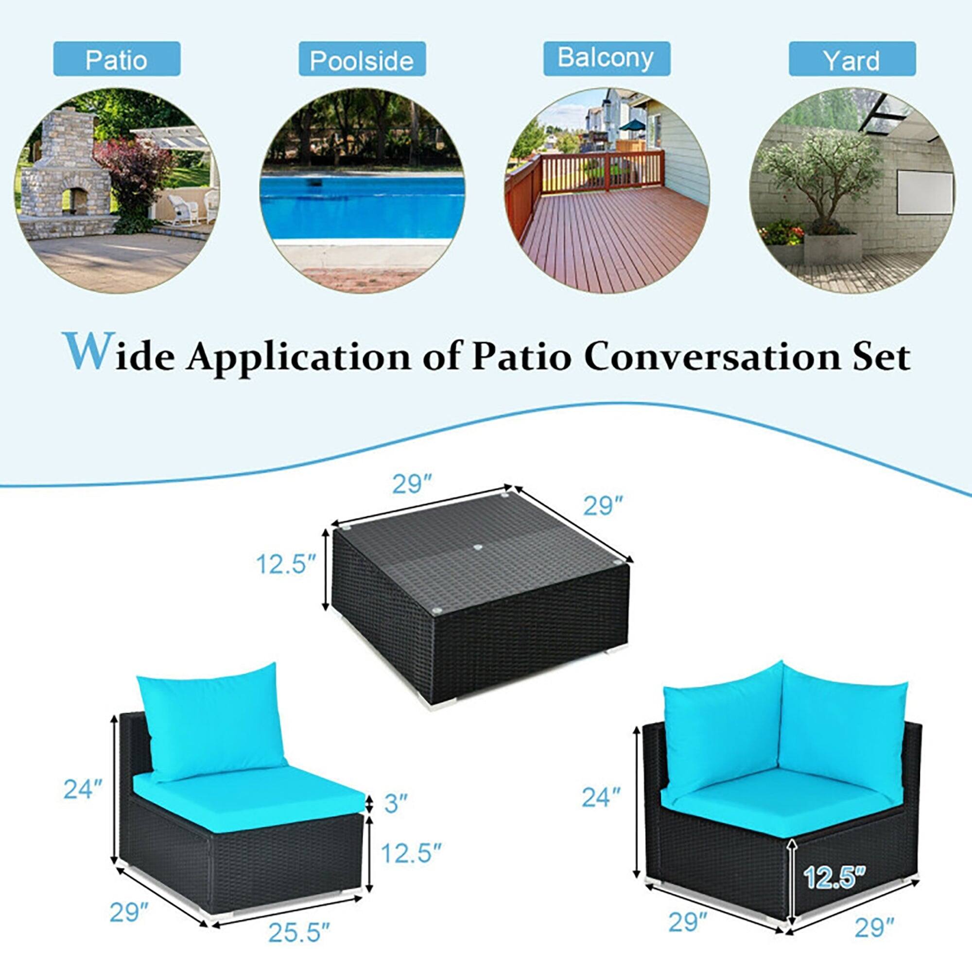 Patio Poolside Balcony Yard Wide Application of Patio Conversation Set

29" 29" 12.5" 24" 3" 24" 29" 25.5" 12.5" 29" 12.5" 29"