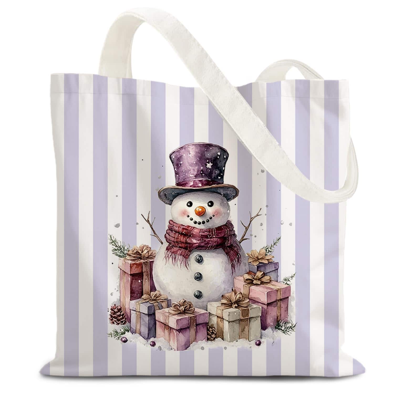 Paradigms Interiors - Fbb Christmas Reusable Xmas Holiday Gift Bags Party Favors - Purple Christmas Snowman