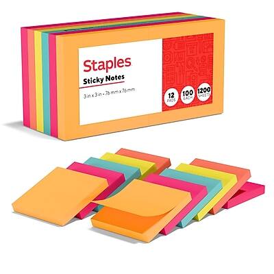 "Staples - Sticky Notes, 3"" x 3"", Dusk to Dawn Collection, 100 Sheets/Pad, 12 Pads/Pack (S-33BR12/52567) - Assorted Bright" price history on PriceWatchPro