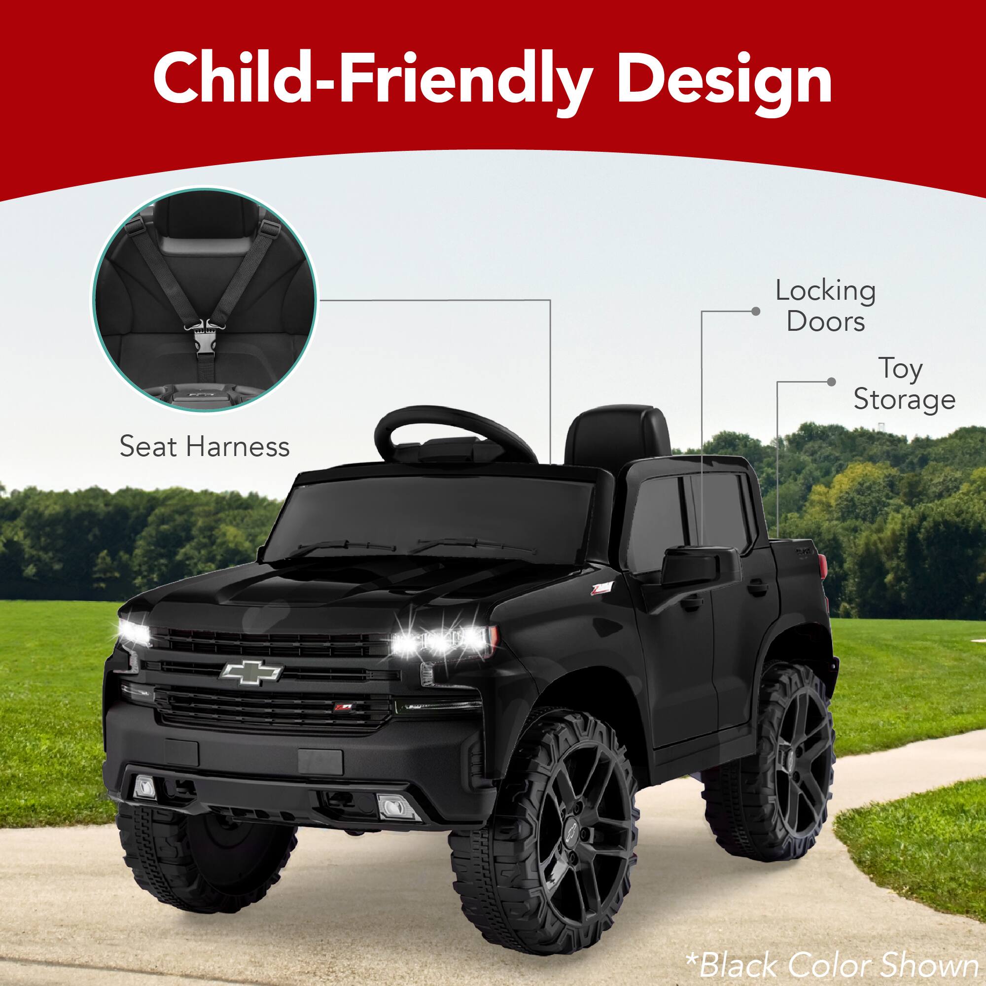 Child-Friendly Design: Seat Harness, Locking Doors, Toy Storage *Black Color Shown