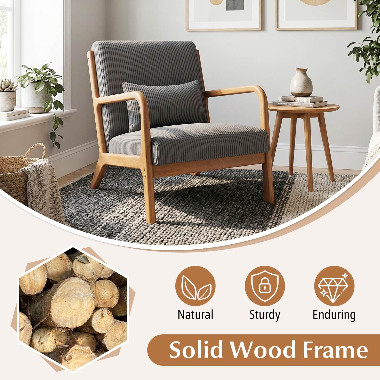 Natural Sturdy Enduring Solid Wood Frame
