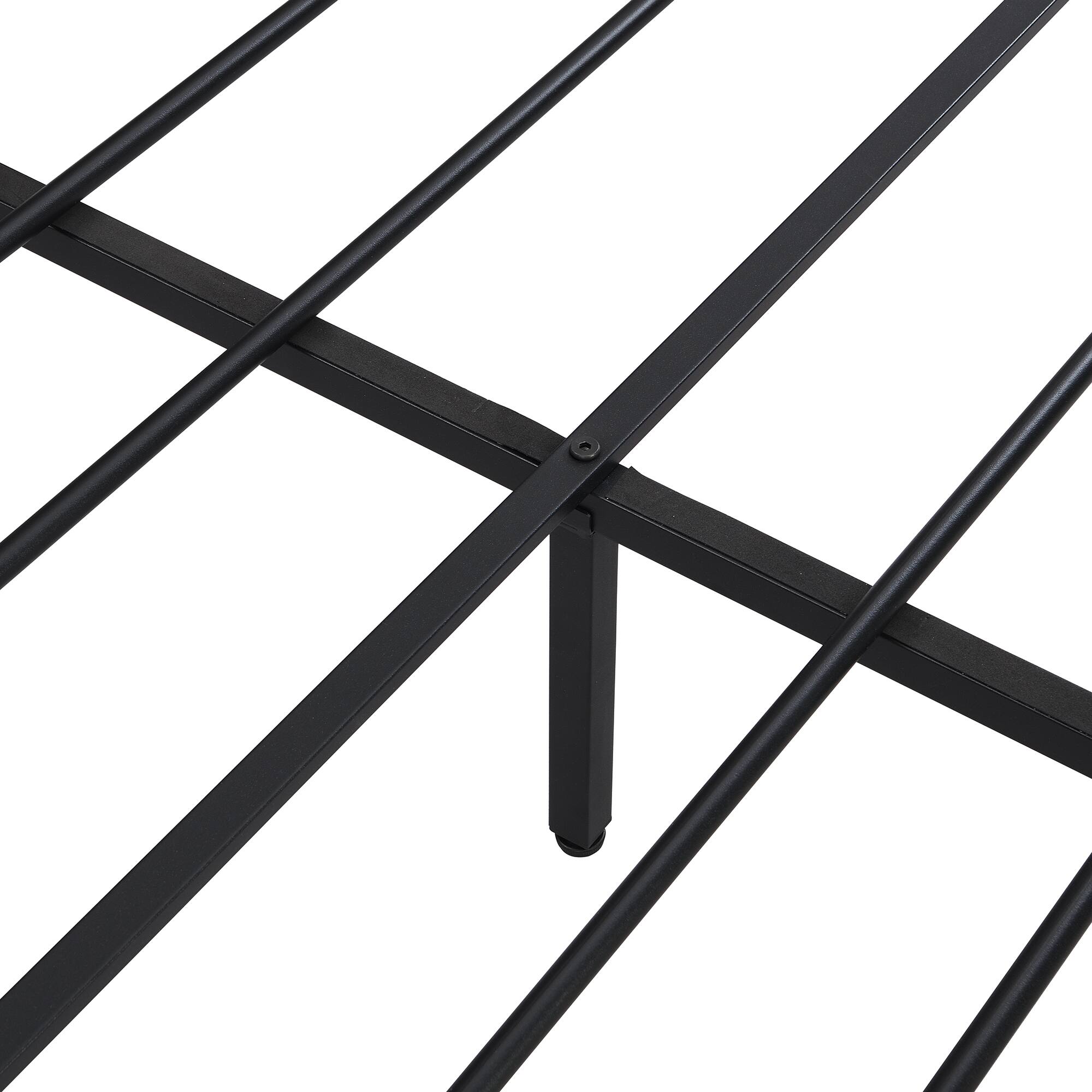 Alt View 6. Trinkets Crazed - King Size Metal Platform Bed Frame with Wooden Headboard and Footboard with USB Liner, No Box Spring Needed - Black.