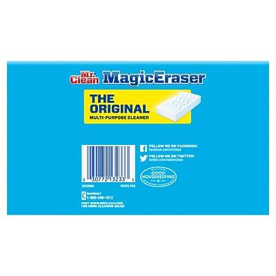 Mr. Clean MagicEraser  
THE ORIGINAL MULTI-PURPOSE CLEANER  

FOLLOW ME ON FACEBOOK  
FOLLOW ME ON TWITTER  

GOO HOUSEKEEPING  
30772 13233  
CT2  

1-800-343-1812  

CLEANING IDEA