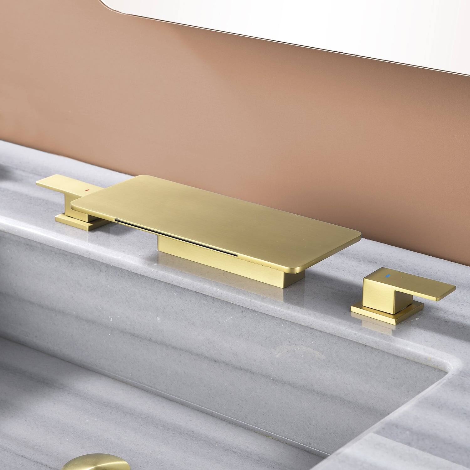 Alt View 1. Boyel Living - Brushed Gold Faucet SUS304 Waterfall Spout cUPC Quick Connect Temporary Shelf - Brushed Gold.