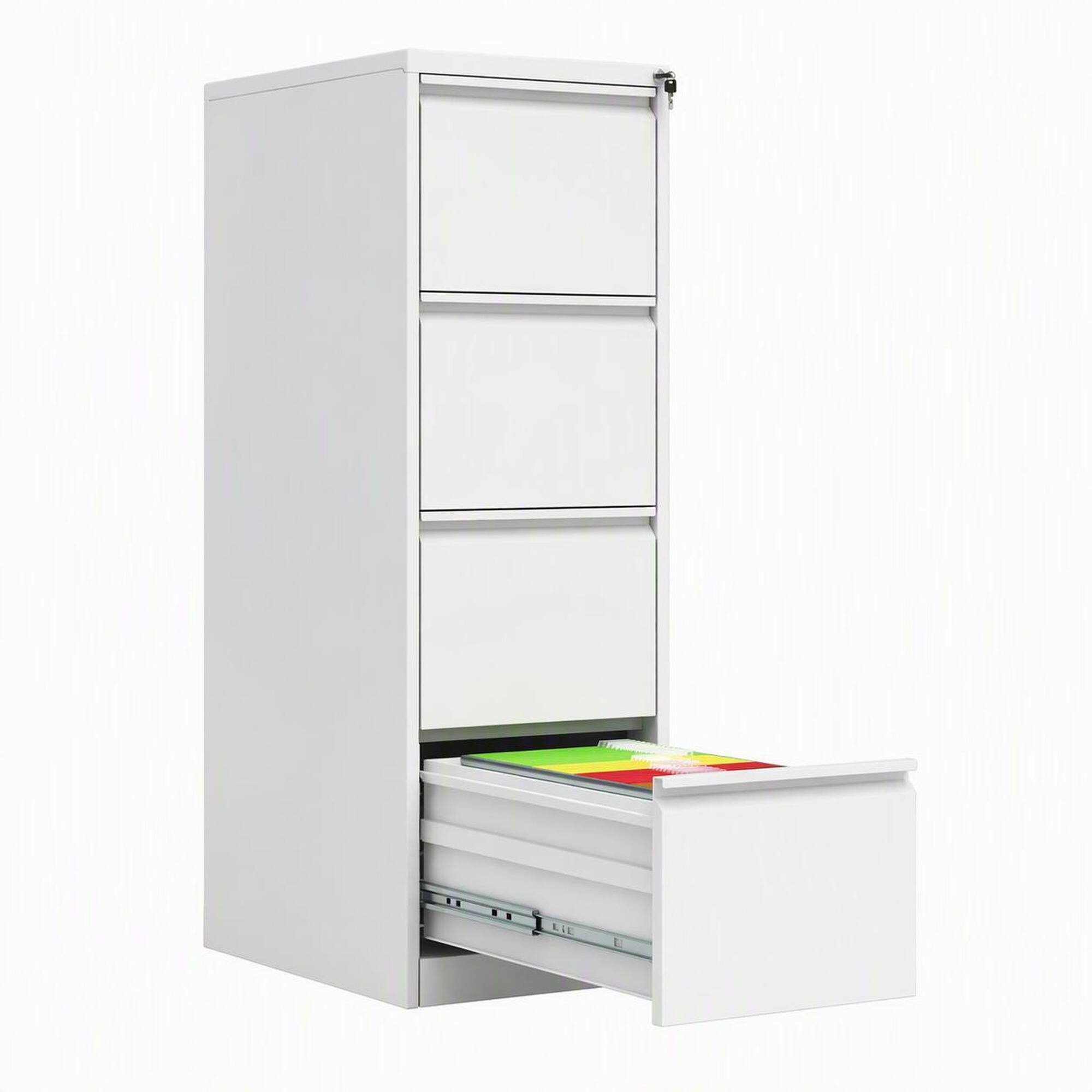 Alt View 4. RYHNUYNE - Narrow Metal Vertical File Cabinet with Lock 4 Drawer Fits A4 Legal and Letter Size for Home Office.