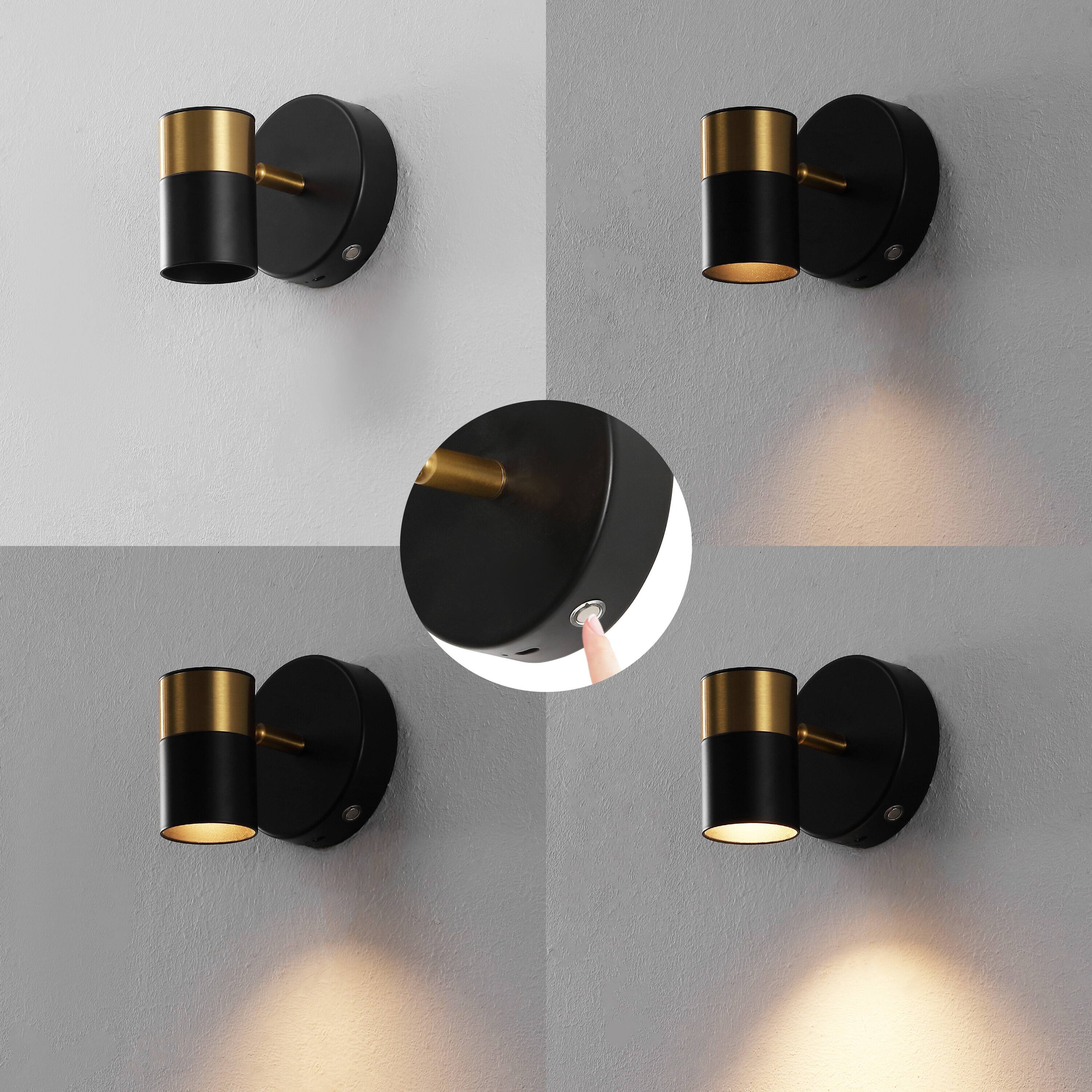 Alt View 6. Jonathan Y - Paola 6" 1-Light Adjustable Head Integrated Dimmable LED Rechargeable Spotlight with Touch Sensor, Black/Brass Gold - Black/Brass Gold.