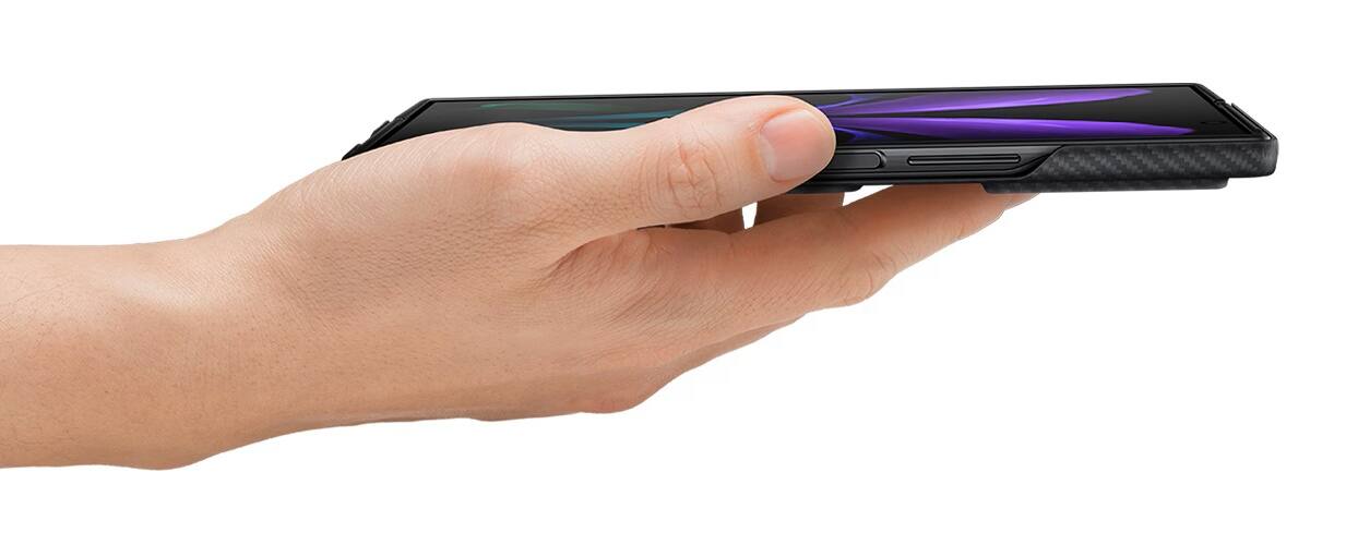 Alt View 5. Samsung - Rugged Kickstand Hard-Shell Case for Samsung Z Fold2 / Z Fold2 5G - Black - Black.