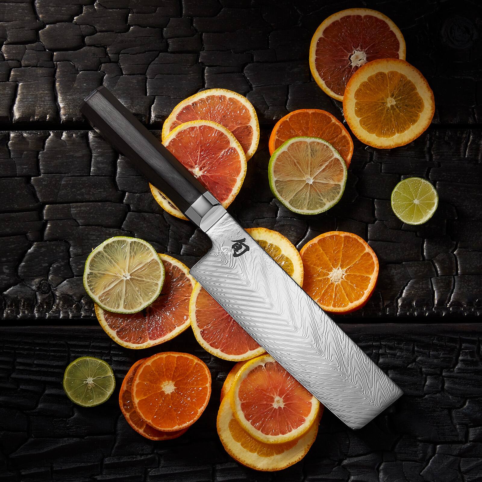 Alt View 2. Shun - Dual Core 6.5-Inch Nakiri Knife w/Saya - Black.