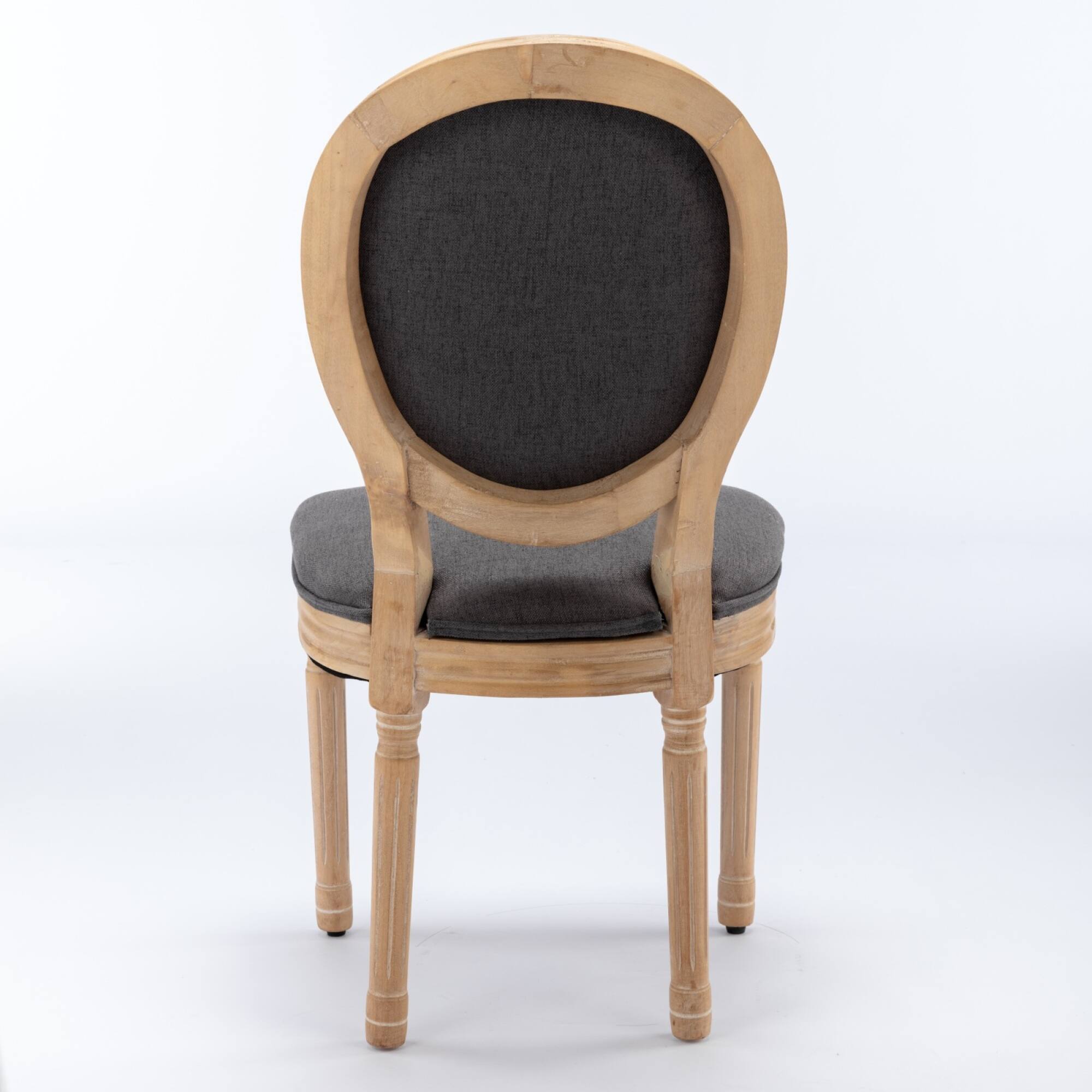 Alt View 2. GOODSILO - French Style Solid Wood Frame Dining Chairs with Linen Fabric Upholstery, Set of 2 - Dark Gray.