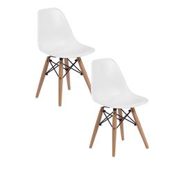 Manhattan Lane - Ben Kids Dining Chair Set of 2, Modern , Eiffel Wood Legs - White, Brown, Black