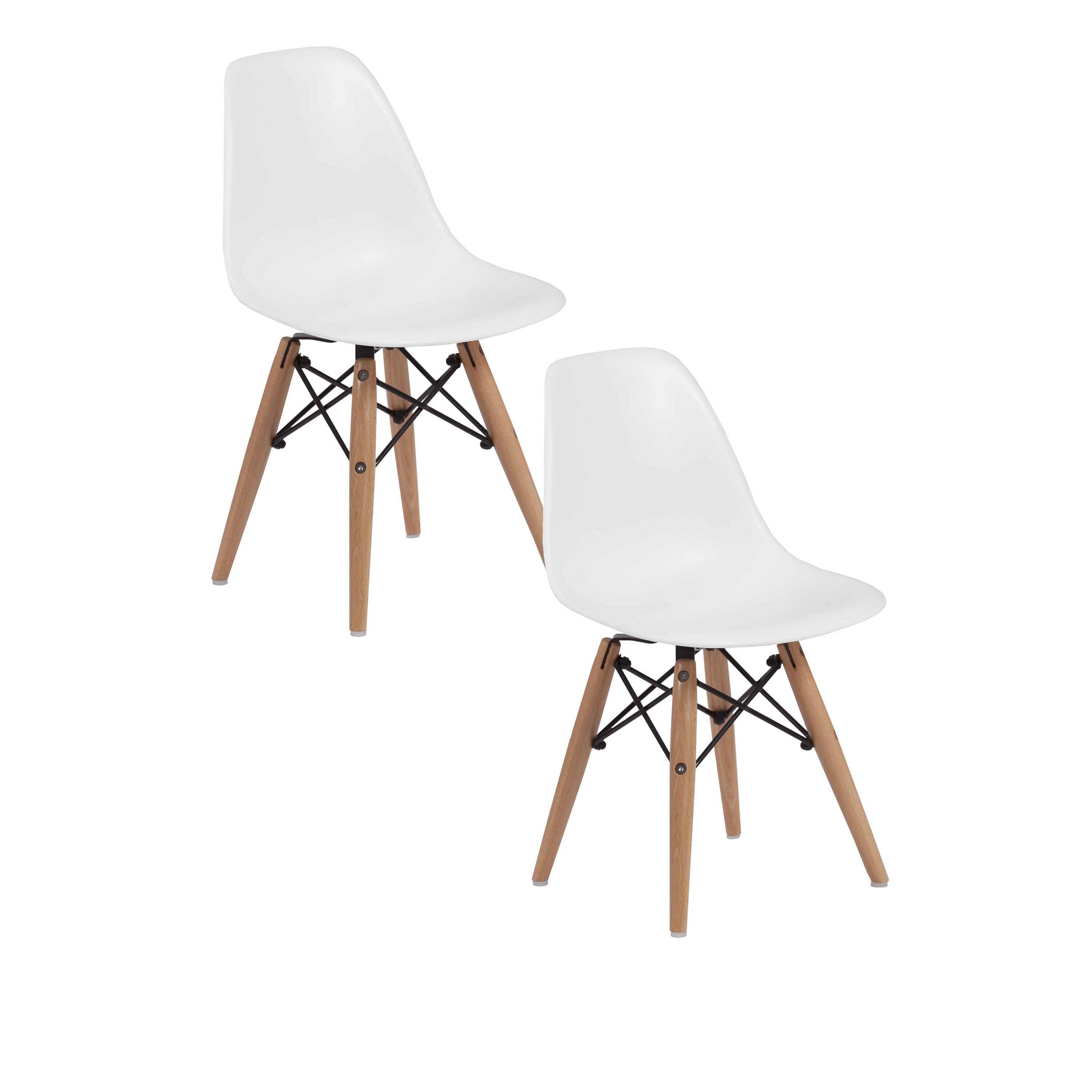 Front. Manhattan Lane - Ben Kids Dining Chair Set of 2, Modern , Eiffel  Wood Legs - White, Brown, Black.