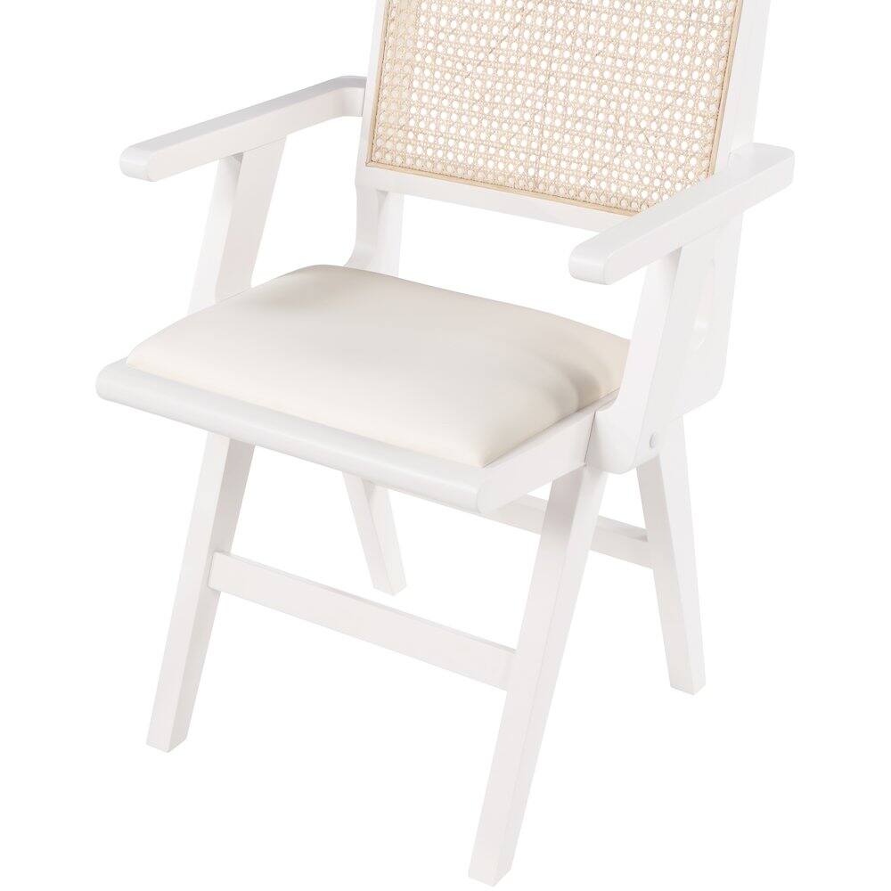 Alt View 4. Meridian Furniture - Abby Cream Vegan Leather Dining Arm Chair, Set of 2 - Beige.