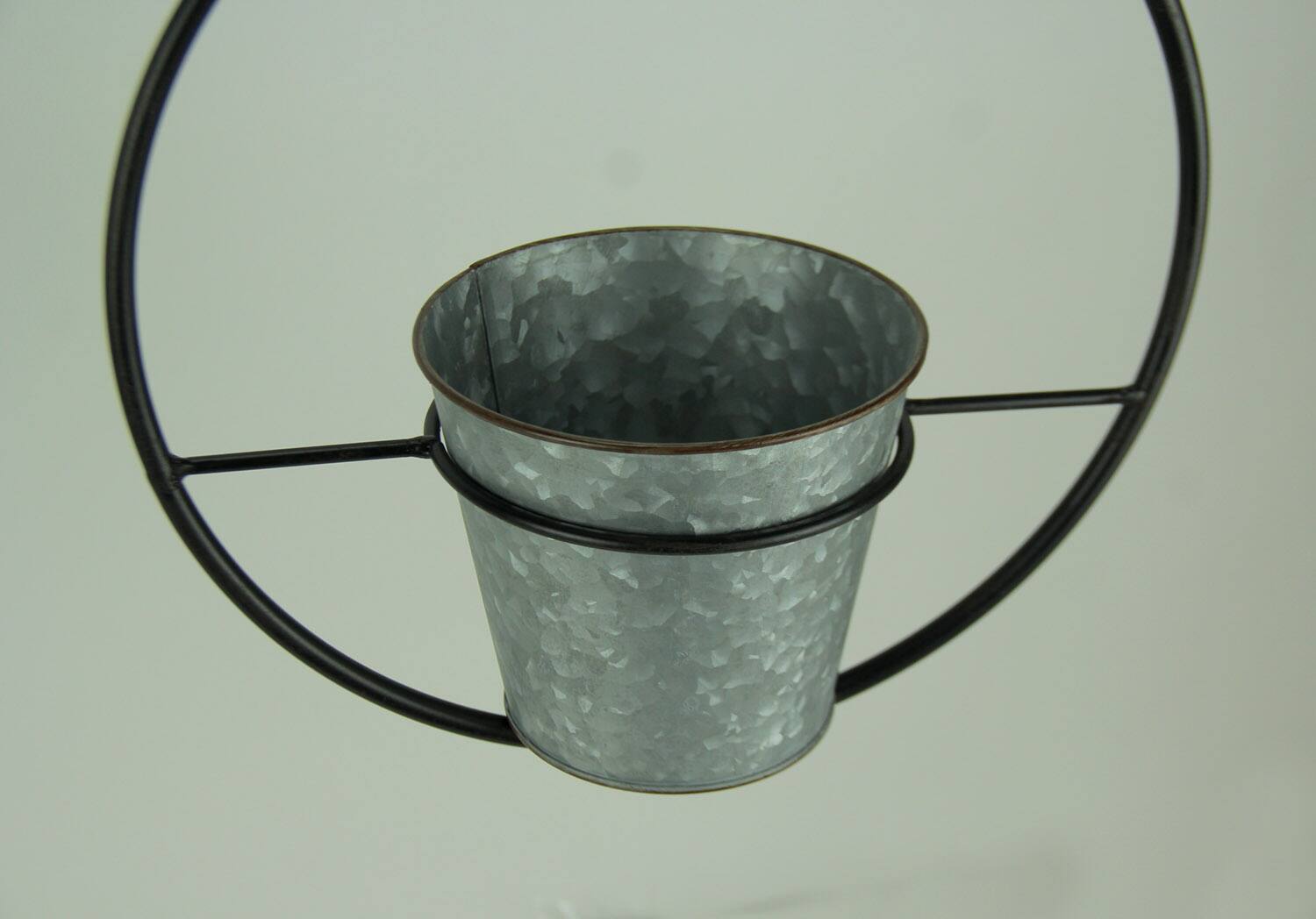 Alt View 1. PD Home & Garden - Rustic Metal Black Hoop Indoor Outdoor Hanging Silver Planters Set of 2 11 Inches - Gray.