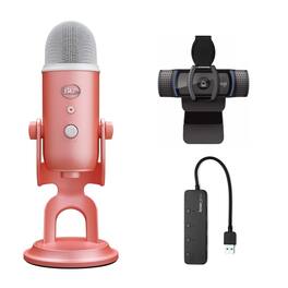 Blue Microphones - Blue Microphone Yeti USB Microphone (Pink Dawn) with Webcam and 4-Port USB Hub - 988-000530K7