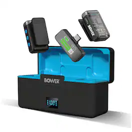 Bower - Vox Z1 Dual Wireless Microphone with Charging Case - Black