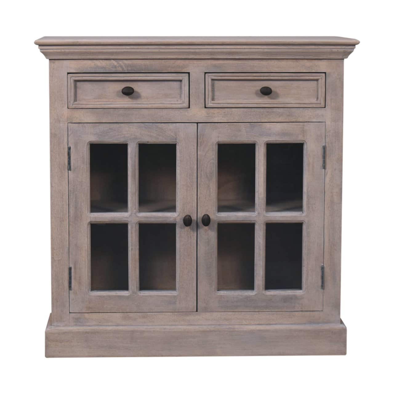 Artisan Furniture - Stone Finish Cabinet with Glazed Doors - Gray